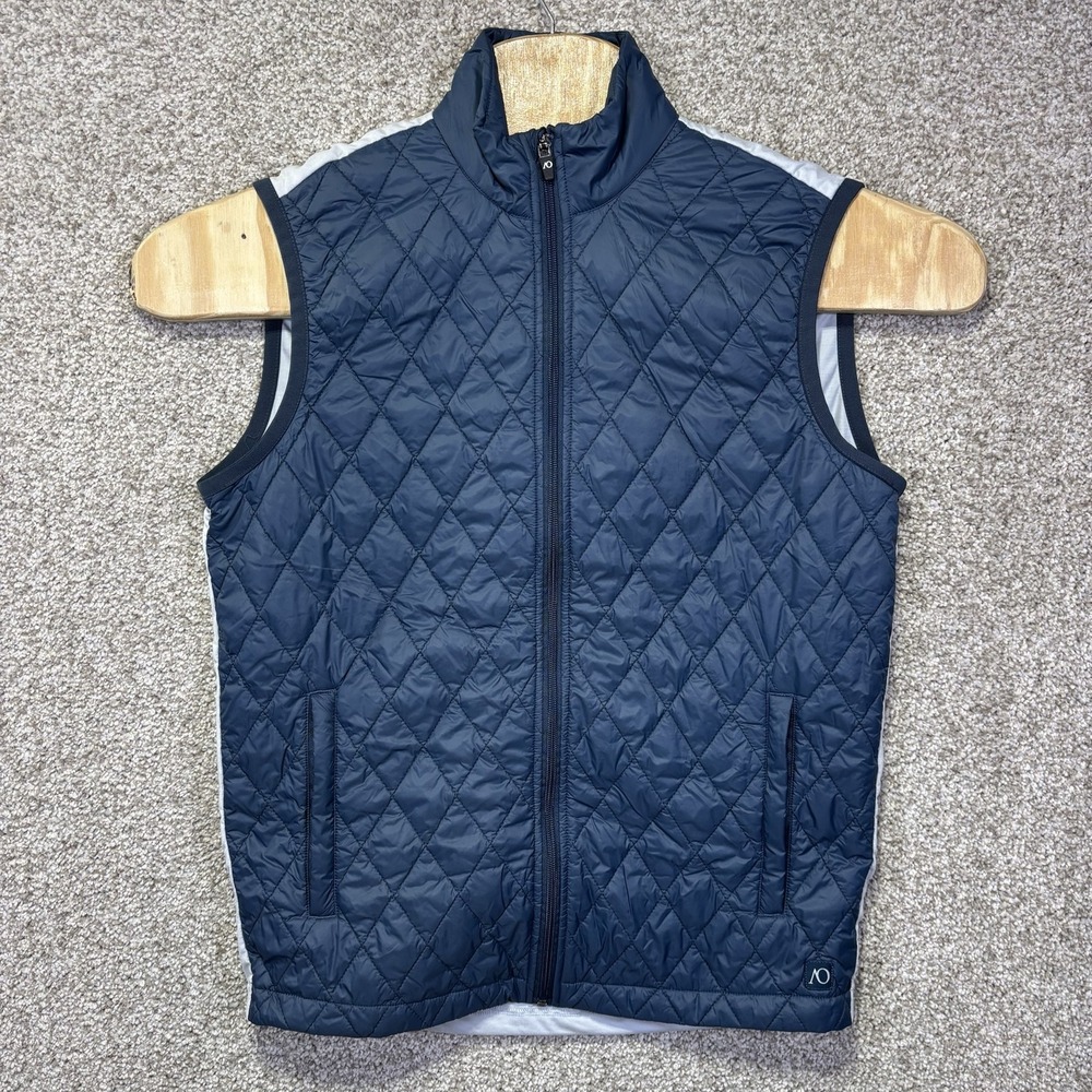 AndersonOrd Vest Mens Medium Blue Quilted Full Zip Golf Lightweight Pockets